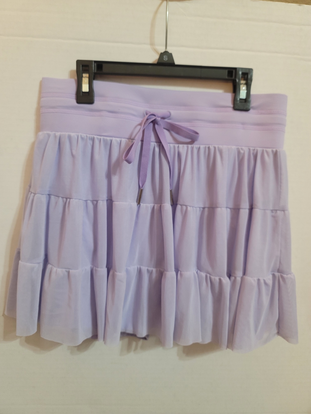 Tiered Lavender Mini Skort with Drawstring Waist Sz Medium